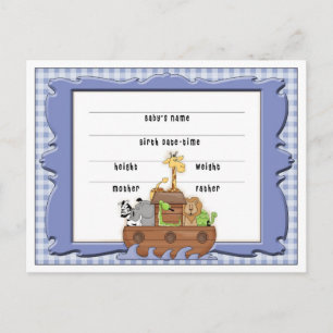 Noahs Ark Baby Announcement post cards