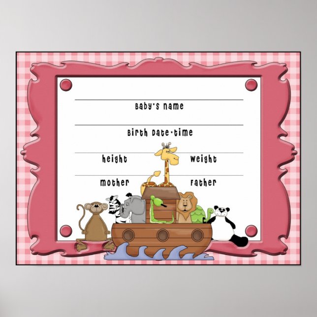 Noah's Ark Baby Girl Poster (Front)