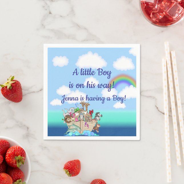 Noah's Ark Baby Shower Favour Napkin (Insitu)