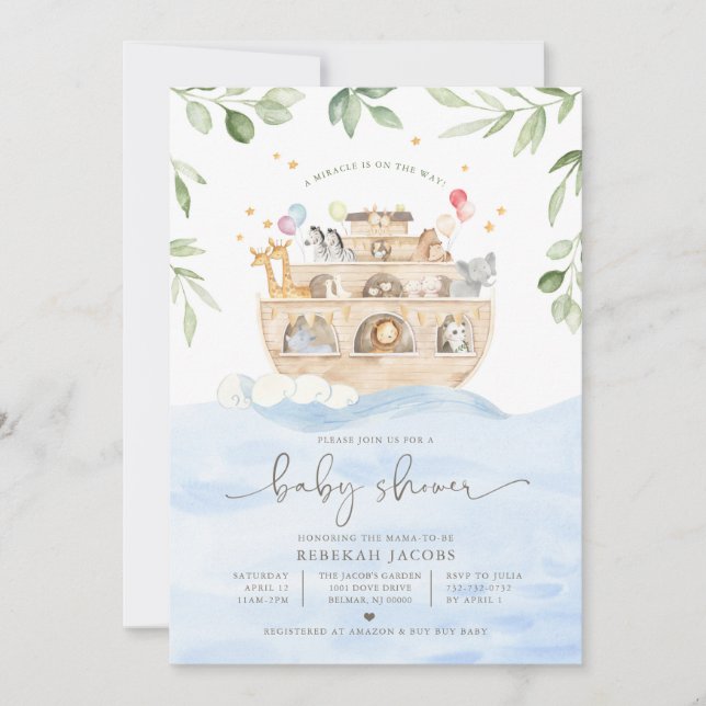 Noah's Ark Baby Shower Invitation (Front)
