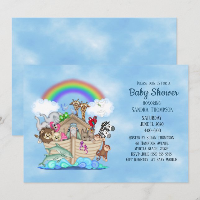 Noah's Ark Baby Shower Invitation (Front/Back)