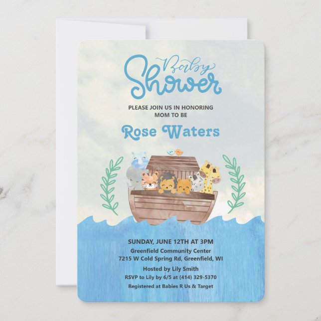 Noah's Ark Baby Shower Invitation (Front)