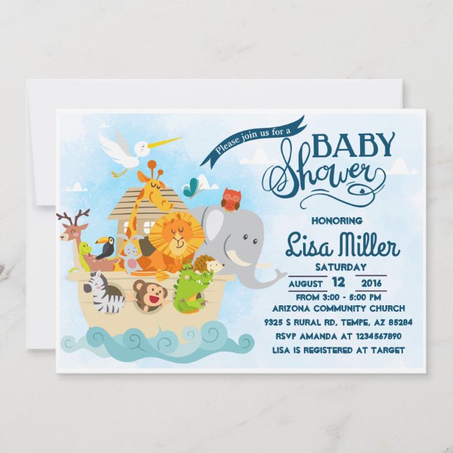 noah's ark - Baby shower Invitation (Front)