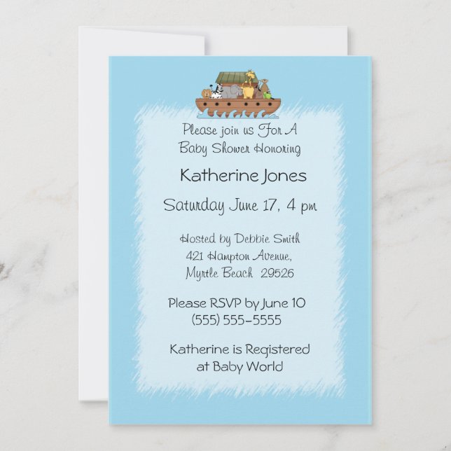 Noah's Ark Baby Shower Invitation. Invitation (Front)