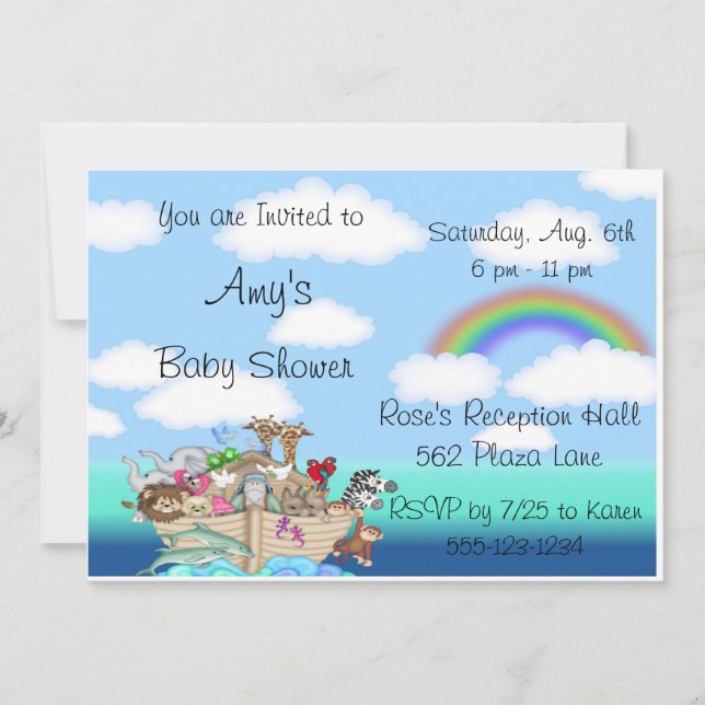 NOAH'S ARK Baby Shower Invitations Announcement (Front)