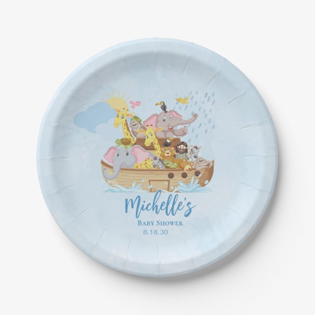 Noahs  ark baby shower paper plate (Front)