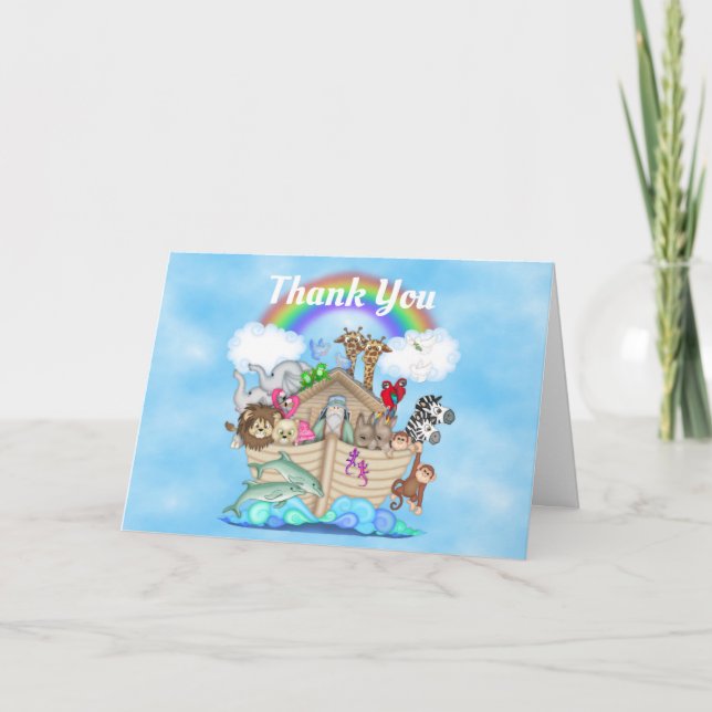 Noah's Ark Baby Shower Thank You Card (Front)