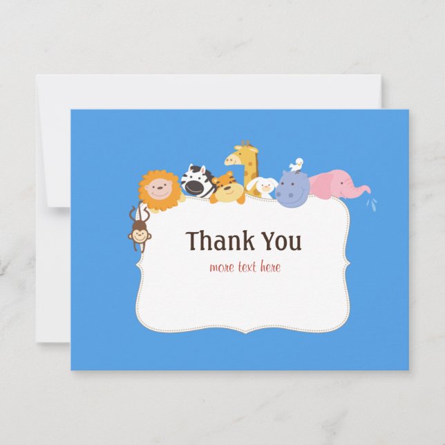Noahs Ark Baby Shower Thank You Card (Front)