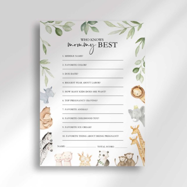 Noah's Ark Baby Shower Who Knows Mummy Best Game Invitation (Creator Uploaded)