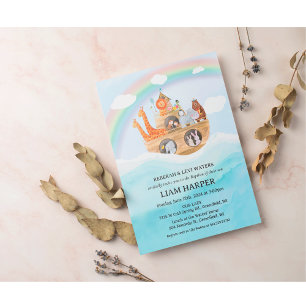 Noah's Ark Baptism Invitation