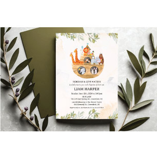 Noah's Ark Baptism Invitation