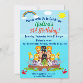 Noah's Ark Birthday Invitation