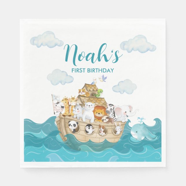 Noah's Ark Birthday Napkins (Front)