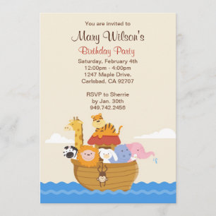 Noahs Ark Birthday Party Invitation