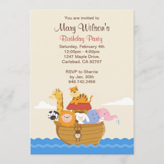 Noahs Ark Birthday Party Invitation