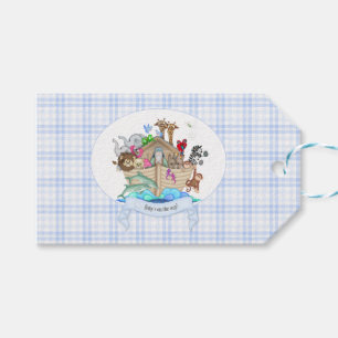 Noah's Ark Blue Gingham Thank You Gift Gift Tags