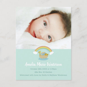 Noah's Ark Boho Baby Birth Announcement Postcard