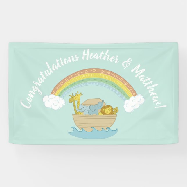 Noah's Ark Boho Baby Shower Banner (Horizontal)