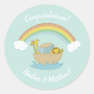 Noah's Ark Boho Baby Shower Classic Round Sticker