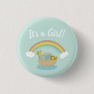 Noah's Ark Boho Baby Shower It's a Girl 3 Cm Round Badge