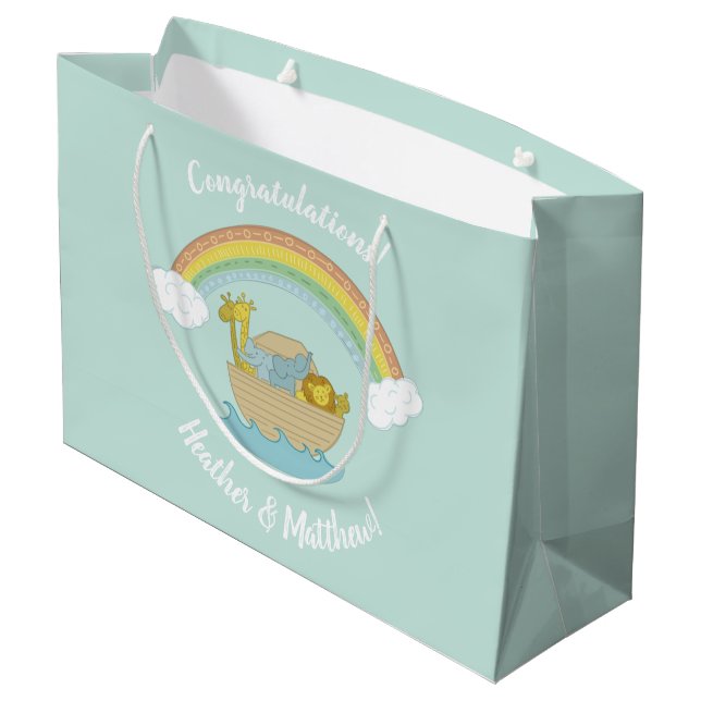 Noah's Ark Boho Baby Shower Large Gift Bag (Back Angled)
