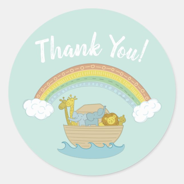 Noah's Ark Boho Baby Shower Thank You Classic Round Sticker (Front)