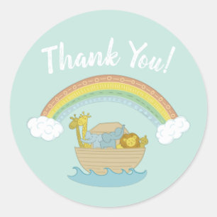 Noah's Ark Boho Baby Shower Thank You Classic Round Sticker