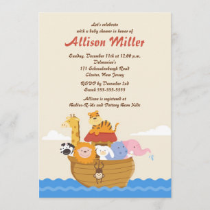 Noah's Ark Boy or Girl Baby Shower Invitation