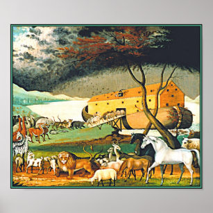 Noah's Ark by Edward Hicks - All the animals! Poster