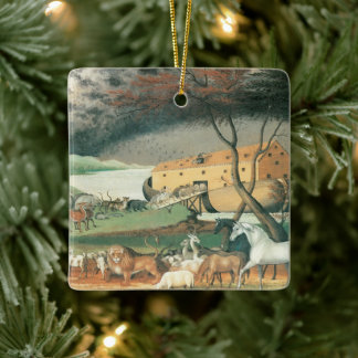 Noah's Ark by Edward Hicks, Vintage Folk Art Ceramic Ornament