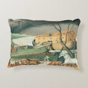 Noah's Ark by Edward Hicks, Vintage Folk Art Decorative Cushion