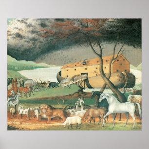 Noah's Ark by Edward Hicks, Vintage Folk Art Poster
