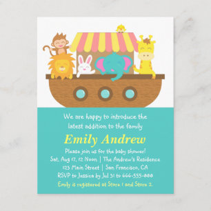Noah's Ark, Cute Animals, Baby Shower Invitation