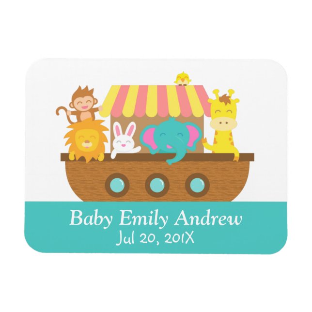 Noah's Ark, Cute Animals, Baby shower Party Favour Magnet (Horizontal)