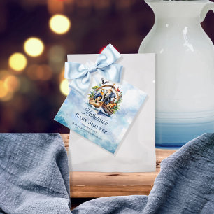 Noah's Ark Cute Animals Blue Boy Baby Shower Favour Tags