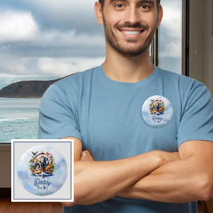 Noah's Ark Cute Animals Blue Boy Mummy to Be 6 Cm Round Badge