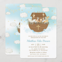 Noah's Ark Cute Animals Boy Baptism Christening