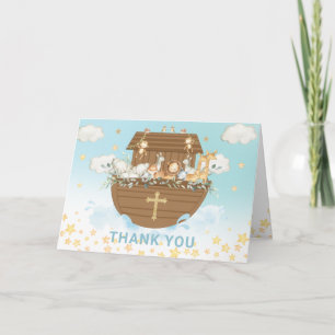 Noah's Ark Cute Animals Boy Baptism Christening Thank You Card