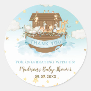 Noah's Ark Cute Animals Boy Birthday Baby Shower  Classic Round Sticker