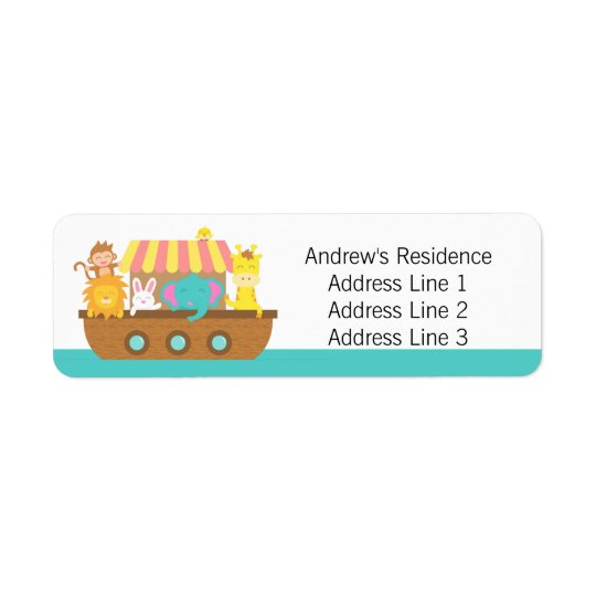 Noah's Ark, Cute Baby Shower return address labels
