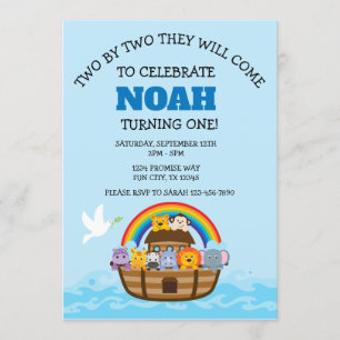 Noah's Ark First Birthday Party for Boys Invitation
