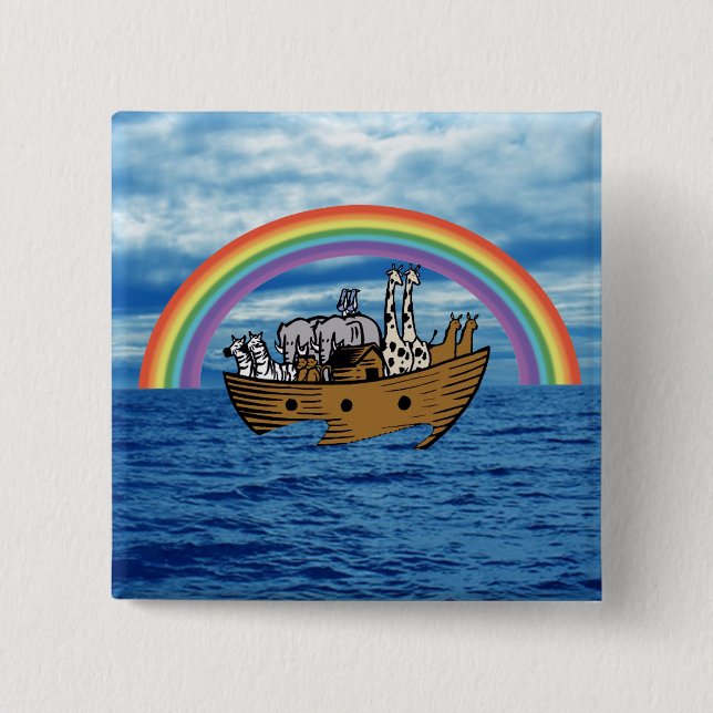 Noah's Ark - God's Rainbow Covenant 15 Cm Square Badge (Front)