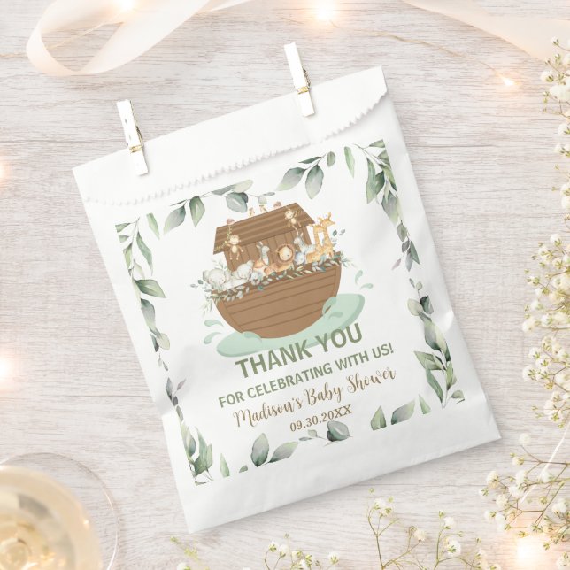 Noah's Ark Greenery Baby Shower Birthday Baptism Favour Bags (Clipped)