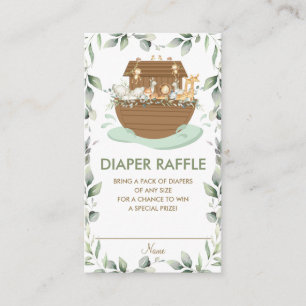 Noah's Ark Greenery Baby Shower Diaper Raffle Enclosure Card