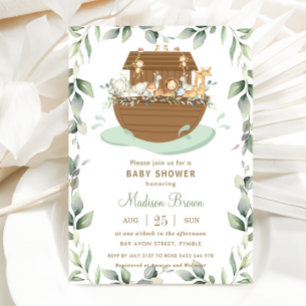 Noah's Ark Greenery Baby Shower Gender Neutral Invitation
