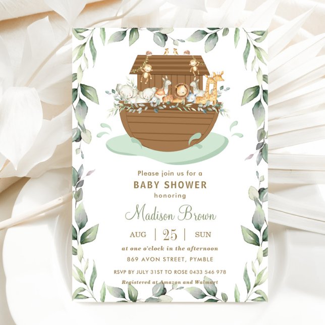 Noah's Ark Greenery Baby Shower Gender Neutral  Invitation (Creator Uploaded)