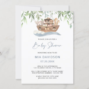 Noah's Ark Greenery Baby Shower Invitation