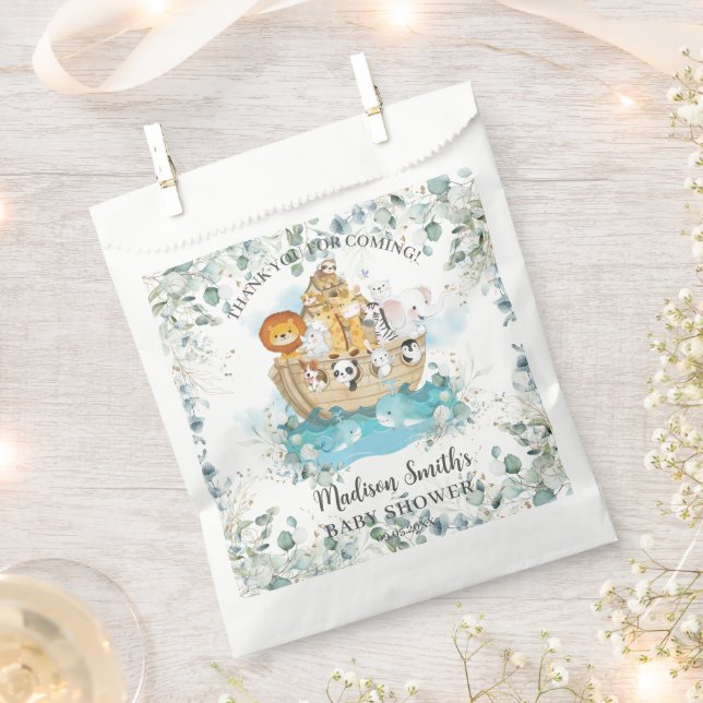 Noah's Ark Greenery Gender Neutral Baby Shower Favour Bags (Clipped)