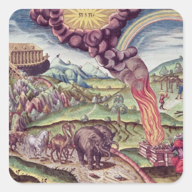 Noah's Ark, illustration from 'Brevis Narratio' Square Sticker (Front)