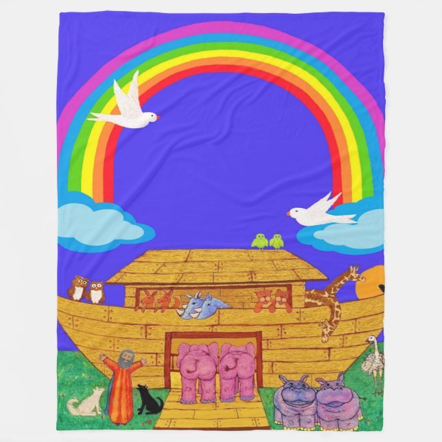 Noah's Ark , Nursery / Kids Rainbow Ark Blanket (Front)